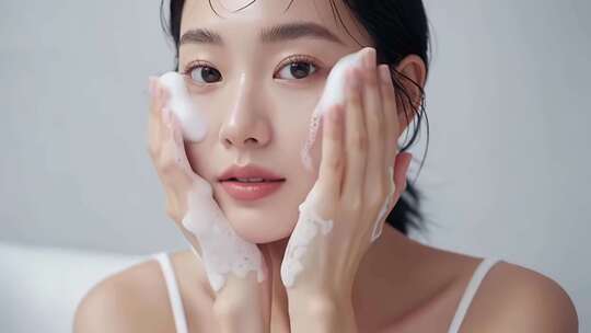 女性面部清洁护肤素材