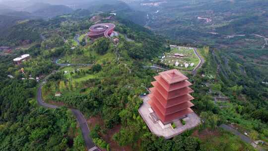 成都丹景山丹景台丹景阁日出龙泉山森林公园