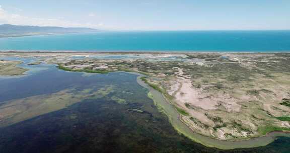 青海湖湿地航拍