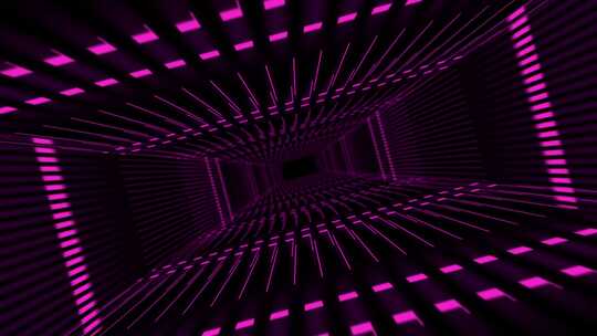 3D数字技术动画无限隧道紫色4K