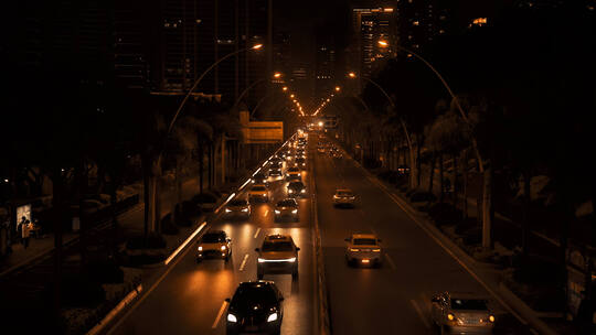 城市道路夜景延时素材