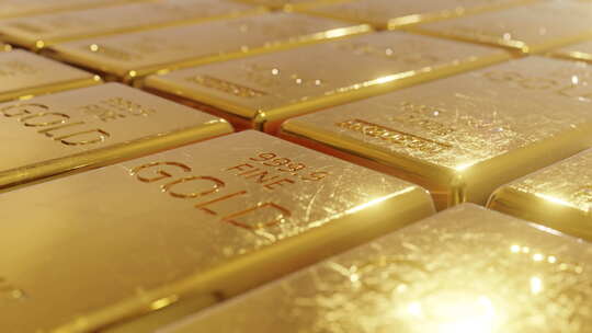 金条整齐堆叠，象征着奢华财富和金融安全4视频素材模板下载