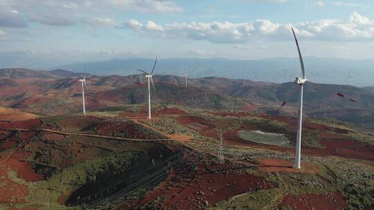 云南红河州开远市红土地风力发电视频素材模板下载