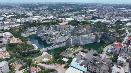 石矿航拍矿坑采石矿采石场晋江矿坑秘境公园