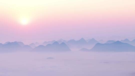 航拍贵州日出晨雾云海