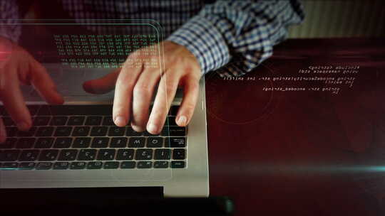 ChatGPT霓虹灯标志，男人在电脑上打字视频素材模板下载
