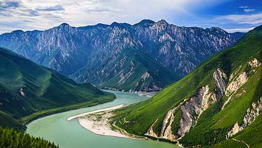 航拍云南金沙江峡谷河流自然风景