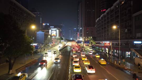 重庆红锦大道夜景航拍视频素材模板下载