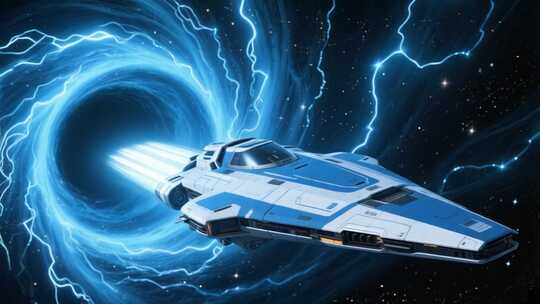 宇宙飞船穿梭时空隧道