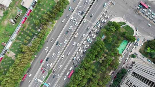 天津城市立交桥道路交通地铁轨道航拍