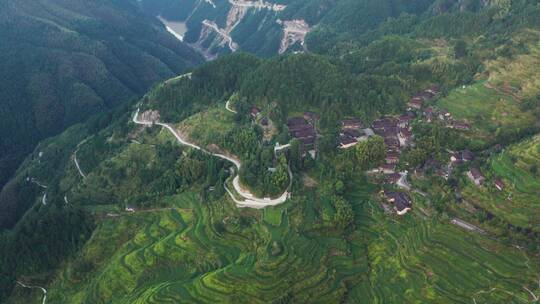 浙江省丽水市景宁云中大漈小佐古村航拍视频素材模板下载