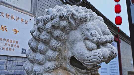 天津蓟县独乐寺观音阁寺庙门口石狮