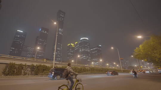 车流人流夜景 城市夜晚空镜