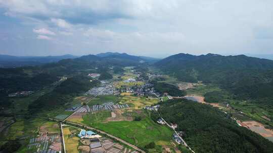 山川丘陵农乡村田园航拍