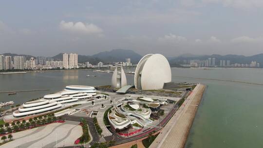 航拍珠海贝壳大剧院地标视频素材模板下载