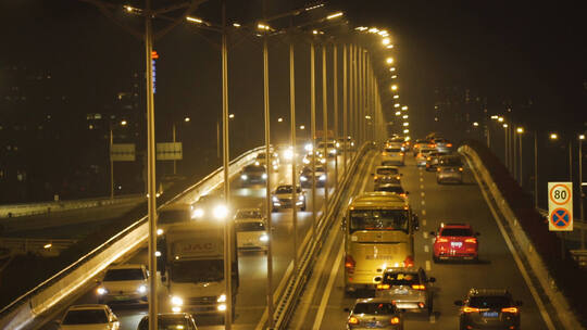 厦门道路交通夜景车流视频素材模板下载