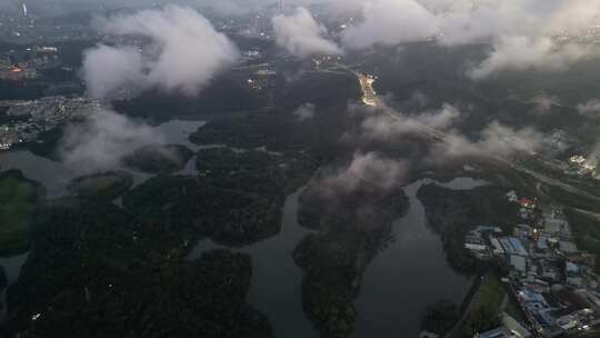 深圳龙岗平湖晚霞航拍