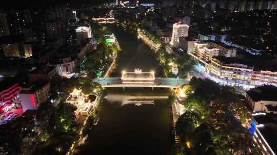 福建三明泰宁县城夜景灯光航拍