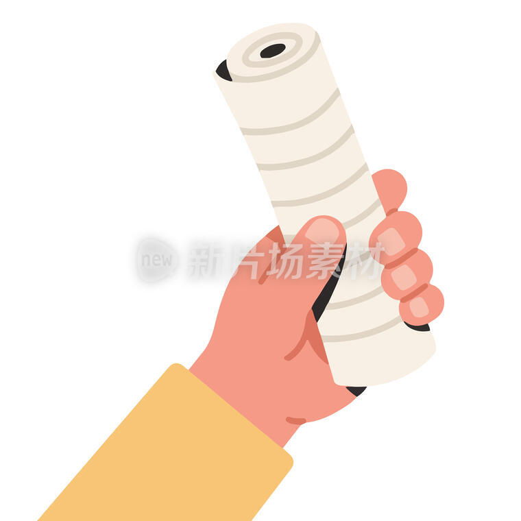 一只手拿着卷起来的纸张卡通矢量插画元素