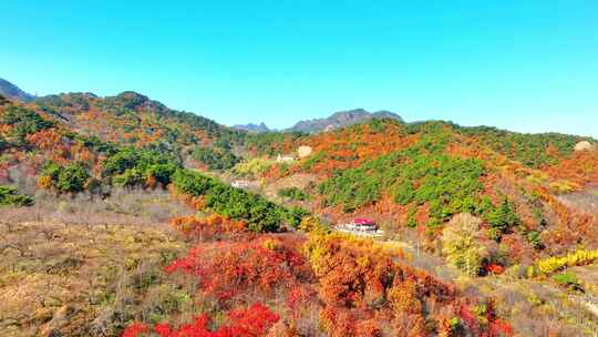 航拍色彩缤纷的辽宁千山秋景