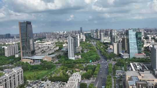 张家港港城大道金城大厦航拍