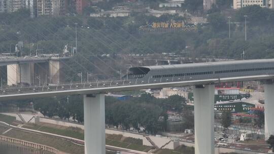 重庆10号线轻轨大桥视频素材模板下载
