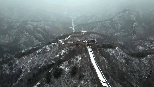 河北承德金山岭长城航拍雪景