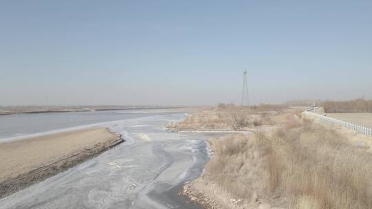 冬季的河道冰面视频素材模板下载
