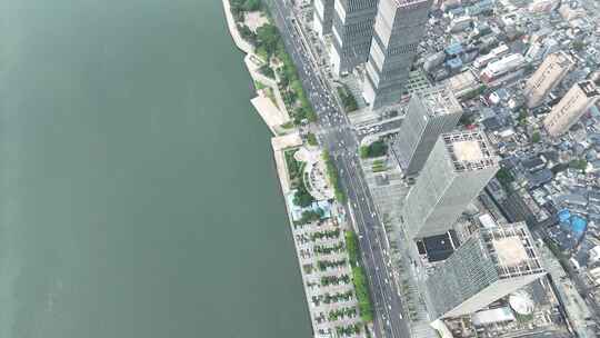 长沙城市航拍开福区万达广场建筑湘江风光