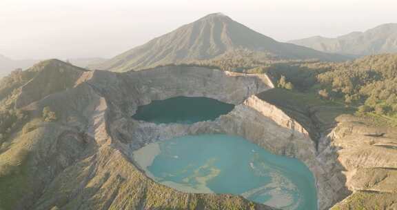 印尼，火山，湖泊，无人机