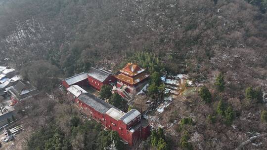 湖北襄阳鹿门山鹿门寺无人机航拍4K