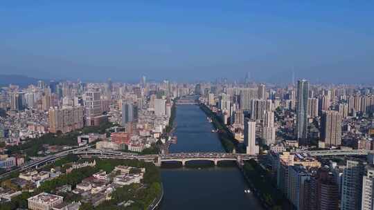 广州越秀沿江历史建筑航拍
