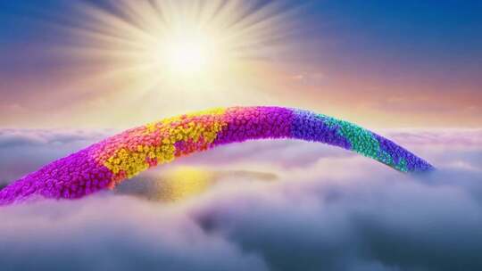 云端彩虹桥与日出景象