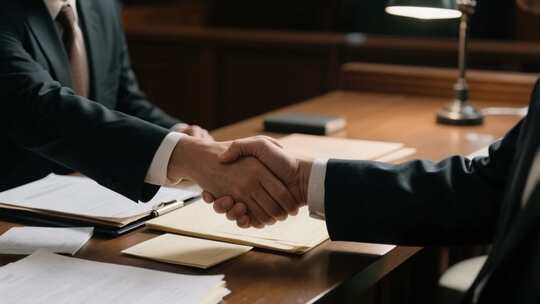 商务人士办公室握手合作