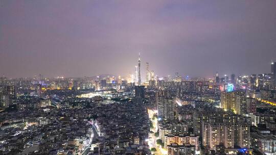 广州夜景大景航拍延时8K