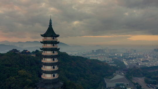 宁波镇海招宝山鳌柱塔日出航拍1121_V1-0006