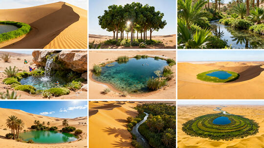 沙漠绿洲 沙漠中的绿洲奇景