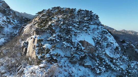 航拍山东文登昆嵛山的冬季雪景合集