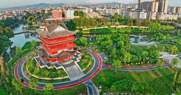 江西瑞金城市航拍大景0192