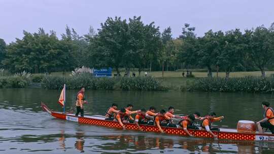 高清航拍四川眉山划龙舟比赛端午节