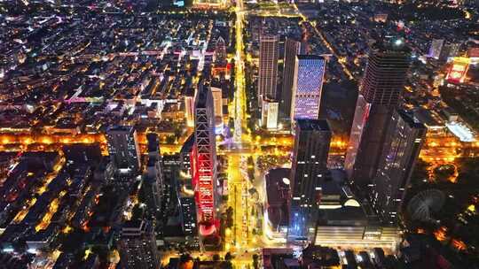 长春人民大街解放大路夜景航拍合集