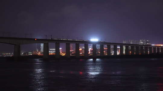 温州瓯江大桥夜景视频素材模板下载