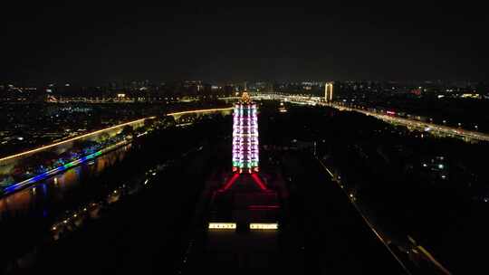 江苏南京大报恩寺夜景灯光航拍