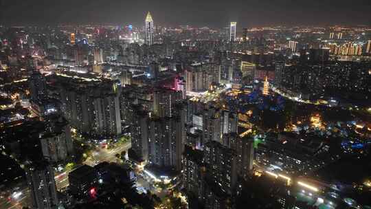 温州市鹿城区夜景航拍延时城市地标夜晚浙江