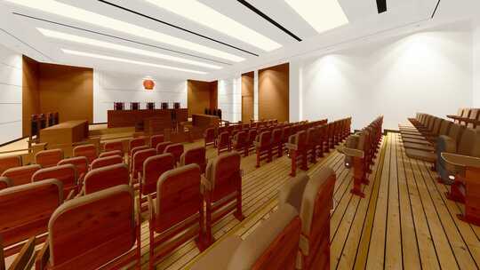 空旷的中国法院法庭室内空镜头视频视频素材模板下载