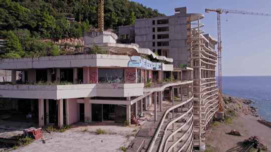 海岸，涂鸦，建筑，起重机