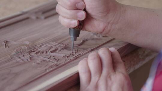 木工雕刻 木艺 红木 工艺视频素材模板下载
