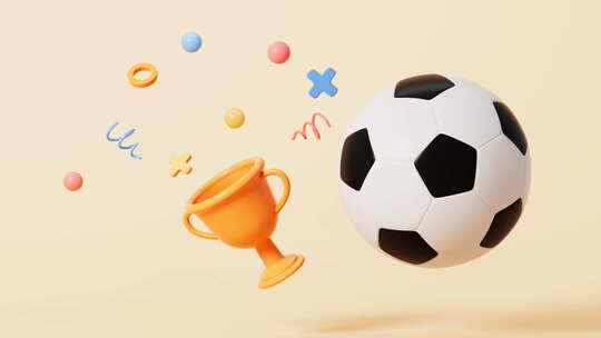 卡通足球与奖杯动画视频素材模板下载