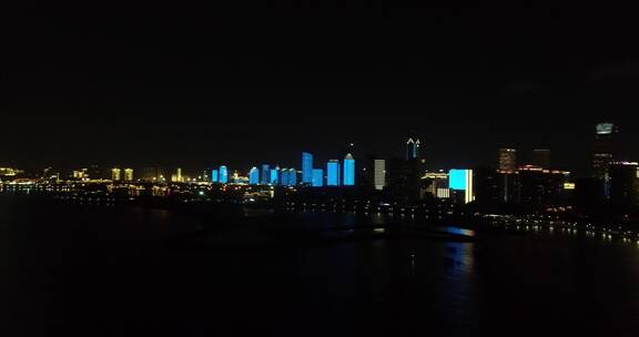 航拍海南城市夜景