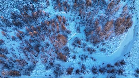 航拍大兴安岭林海雪原风光